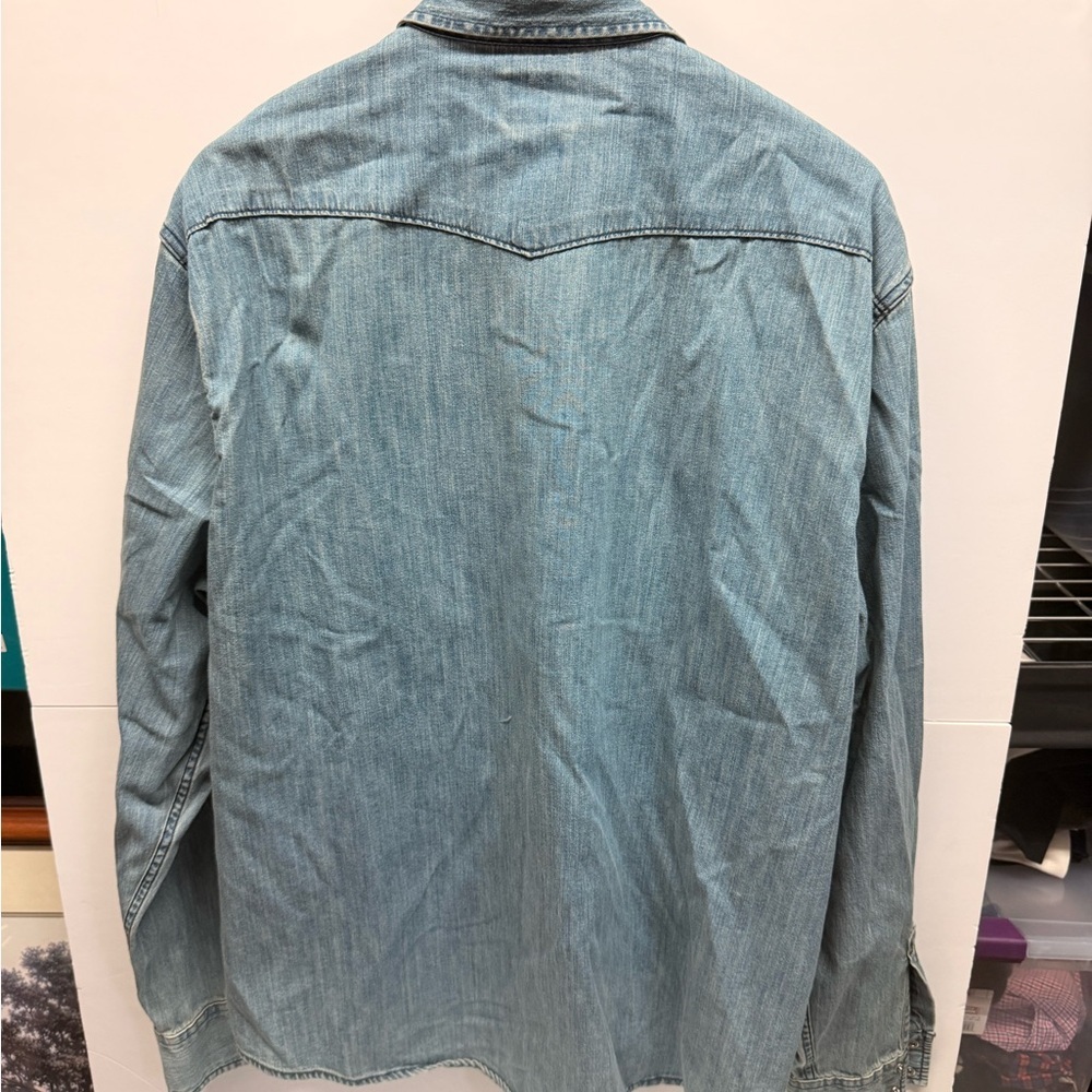Lucky Brand Light Blue Denim Shirt with Western Label - Picture 3 of 3
